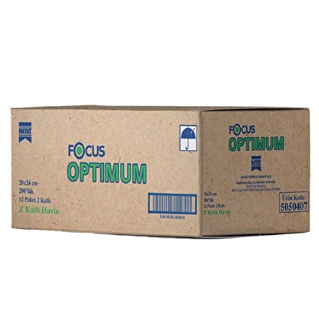 Focus Optimum Z Katlama Kağıt Havlu 20 cm. x 24 cm. 1 Koli (12 Paket) (5050407)
